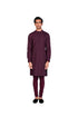 Red Wallpaper thread EMB Waistcoat with Wine Kurta and wine Churidar